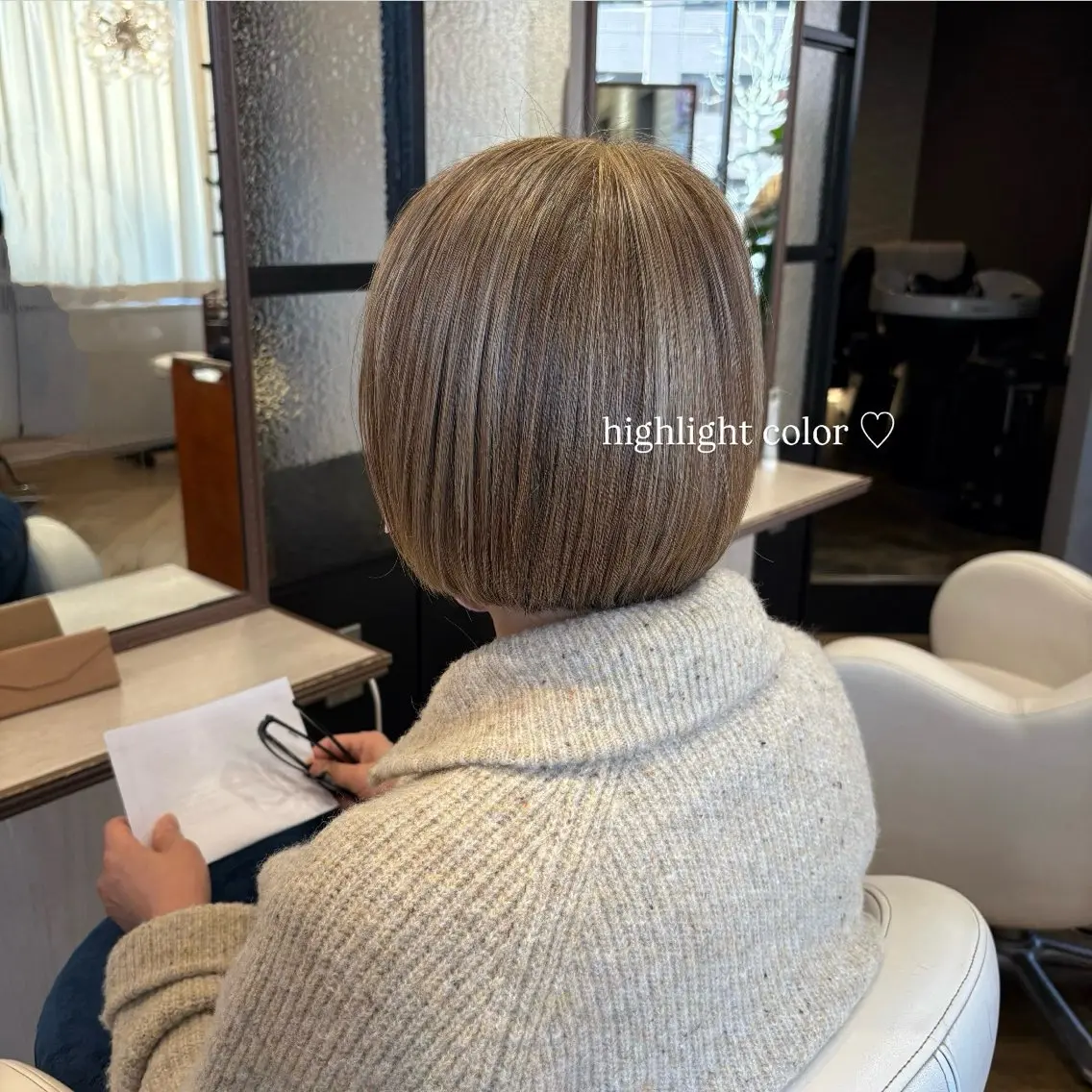 ミディアム カラー ハイライトカラー ハイライト カット 🫧 河内 瑠莉 🫧のヘアスタイル