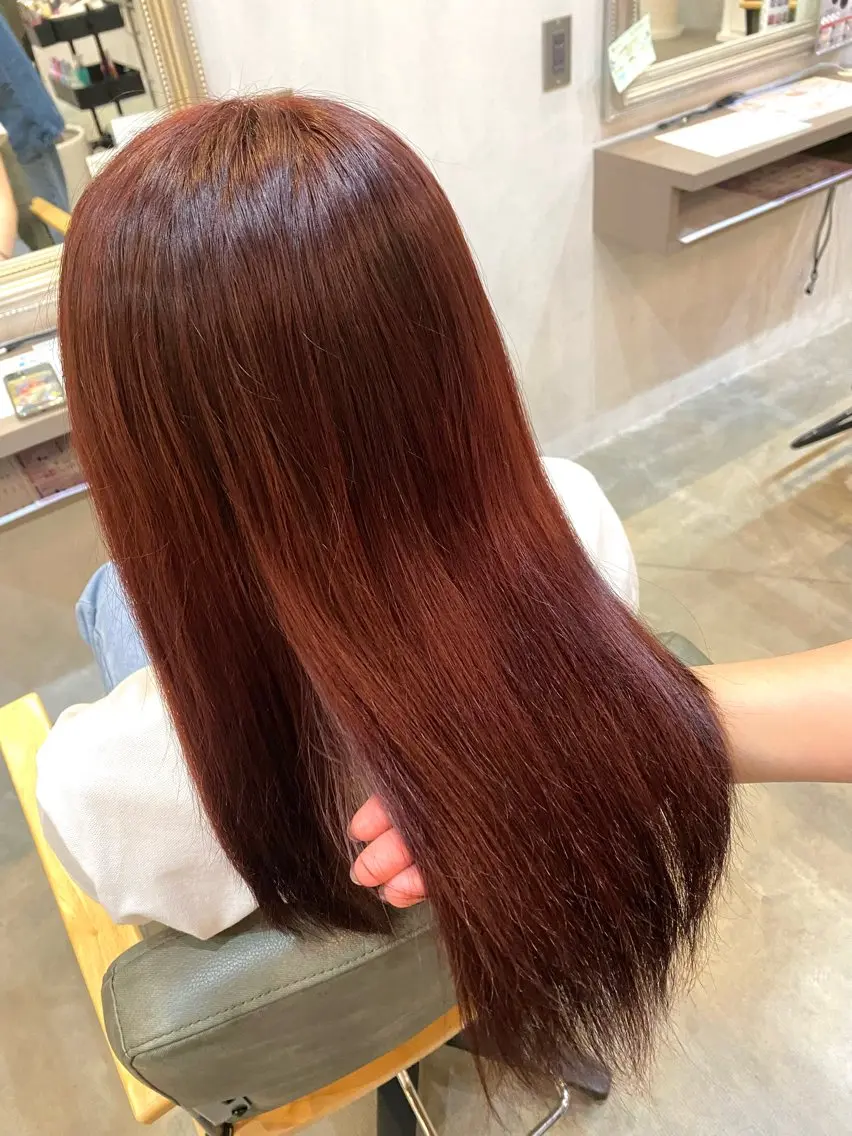 セミロング カラー レッドカラー Hina カットモデル募集中のヘアスタイル