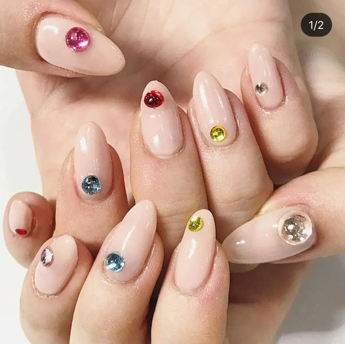 ネイル 渋谷／チップ長さ出し 👑アプレgel-xのネイルデザイン