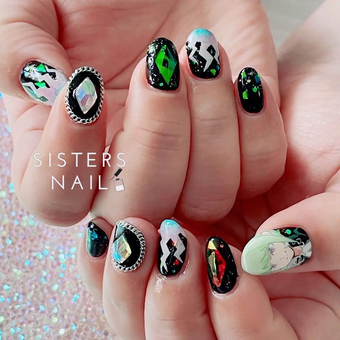 ネイル アートネイル キラキラネイル sisters nail.fのネイルデザイン