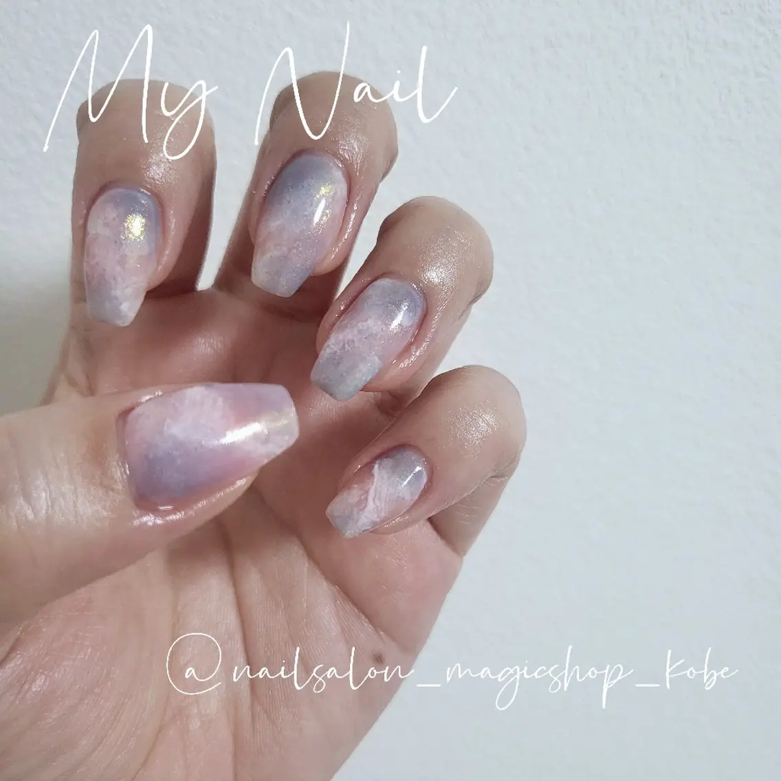 ネイル ブルー クリアネイル ジェルネイル ミラーネイル オレンジ ハンドネイル Nailsalon MagicShopのネイルデザイン