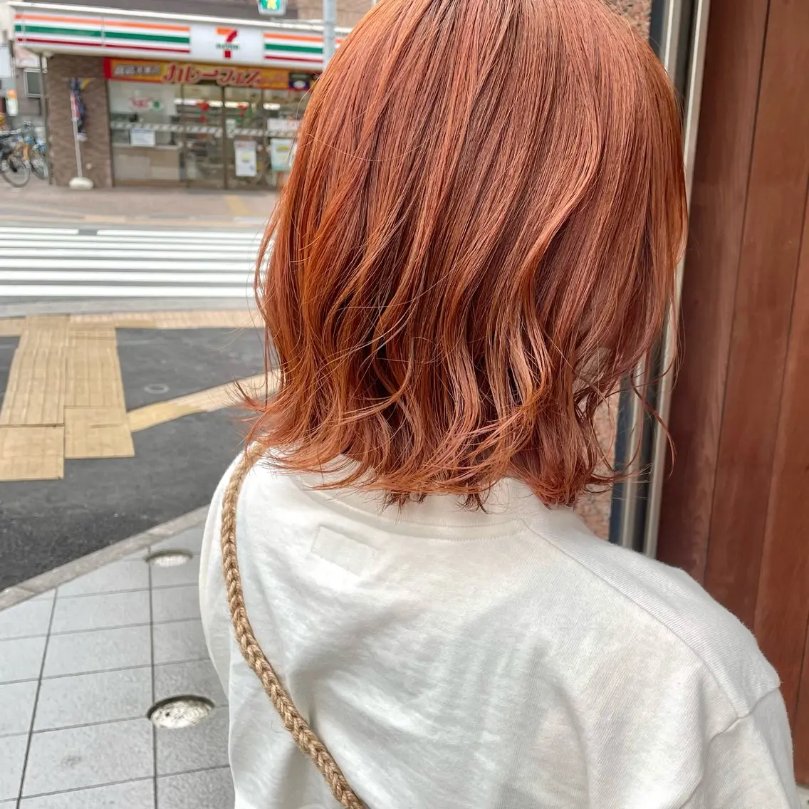 ミディアム カラー ブリーチ オレンジ 髪質改善/ブリーチ毛 縮毛矯正/ MIHOのヘアスタイル