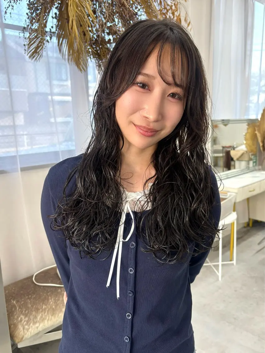 セミロング セミロングパーマ カット パーマ YUIMARL 岡山　HANAのヘアスタイル