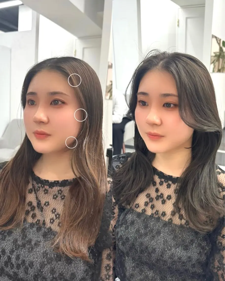 セミロング 顔周りカット 小顔カット 可愛い顔周りカット お任せください✨中川のヘアスタイル