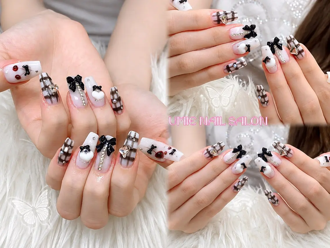 ネイル フットネイル フレンチネイル ジェルネイル ガラスフレンチ マグネットネイル UMIE NAIL SALONのネイルデザイン