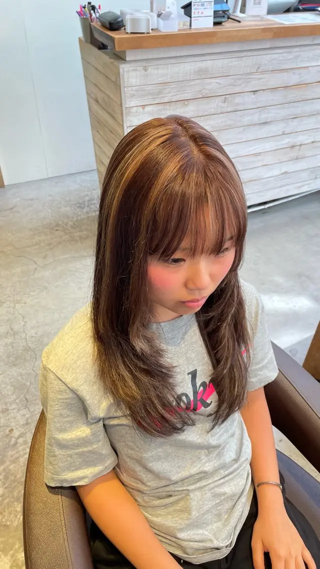 セミロング ハイライト カット ヘアカラー 似合わせパーマ職人✨ youta✂️✂️のヘアスタイル
