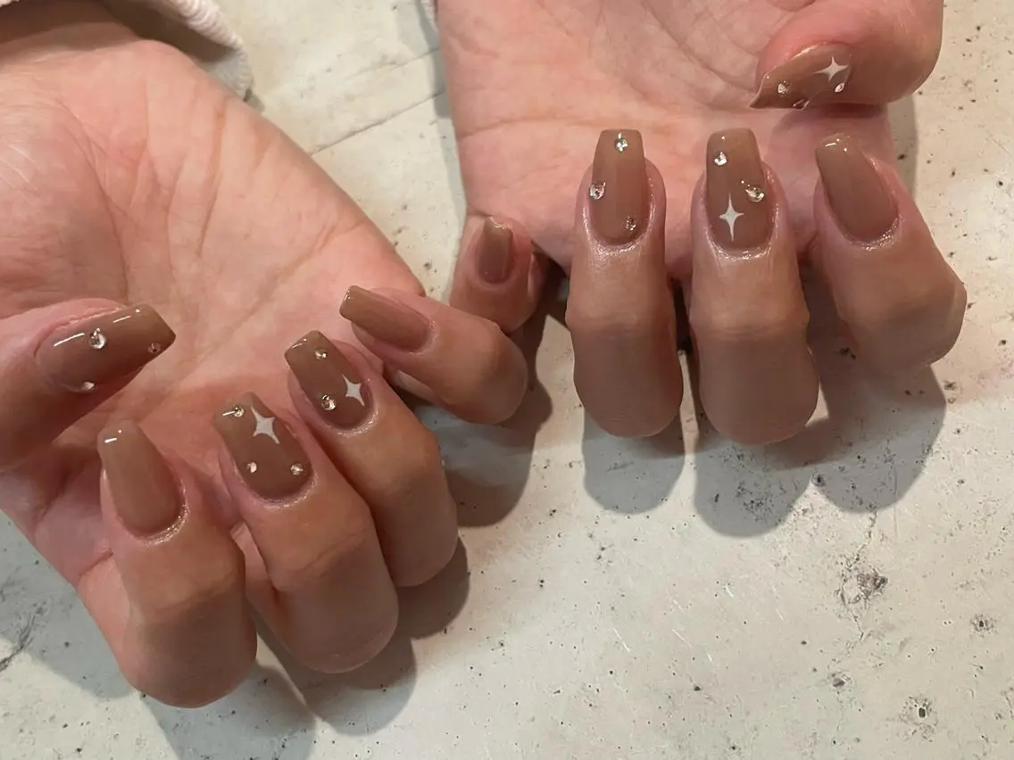 ネイル ハンドネイル 韓国/ワンホン/長さ 出しつけ放題🎀のネイルデザイン