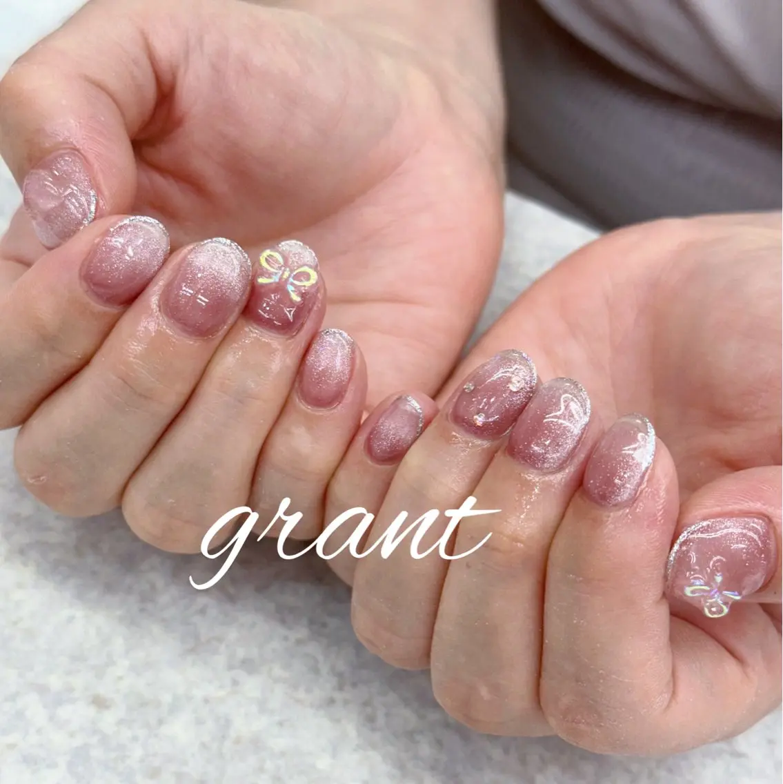 ネイル マグネットネイル リボン ハンドネイル nailsalon grantのネイルデザイン