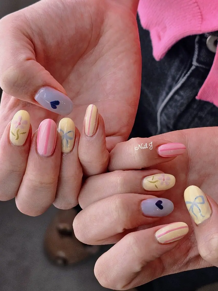 ネイル 韓国ネイル 春ネイル ハンドネイル Nail Jのネイルデザイン