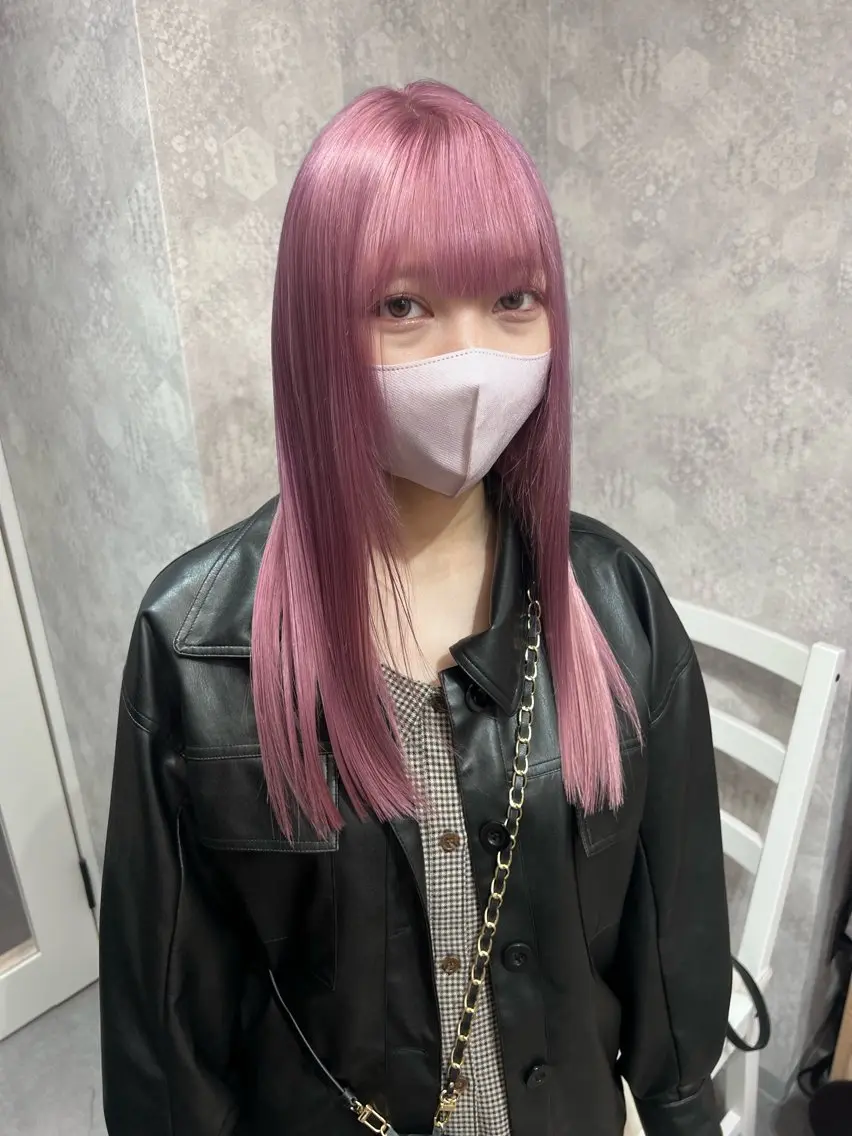 ロング カット ヘアカラー トリートメント ピンク🎀/艶カラー /SAKURA🎀のヘアスタイル