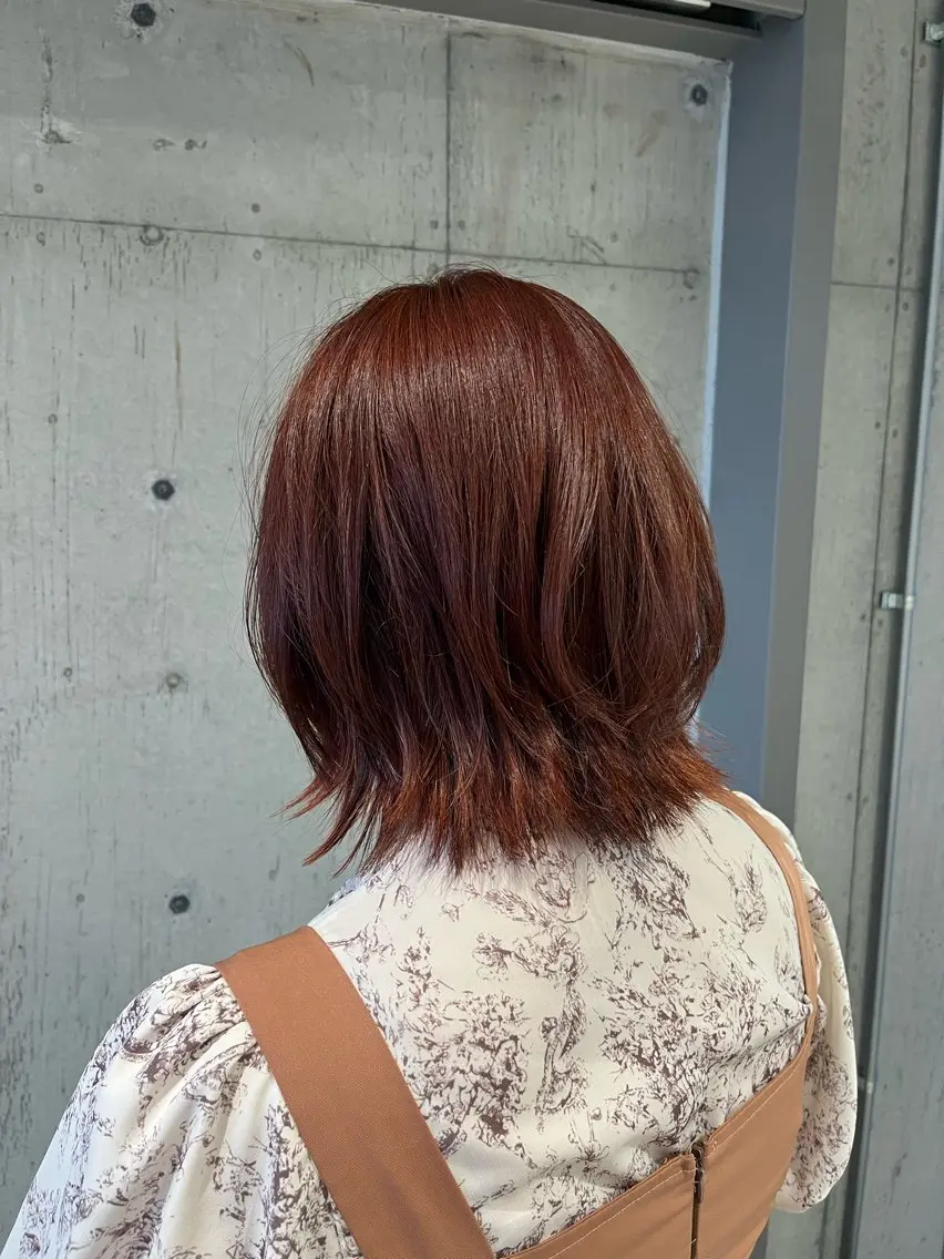 ミディアム カラー ヘアアレンジ カット ヘアカラー トリートメント ボブ×艶カラー 特化・リクト💥のヘアスタイル