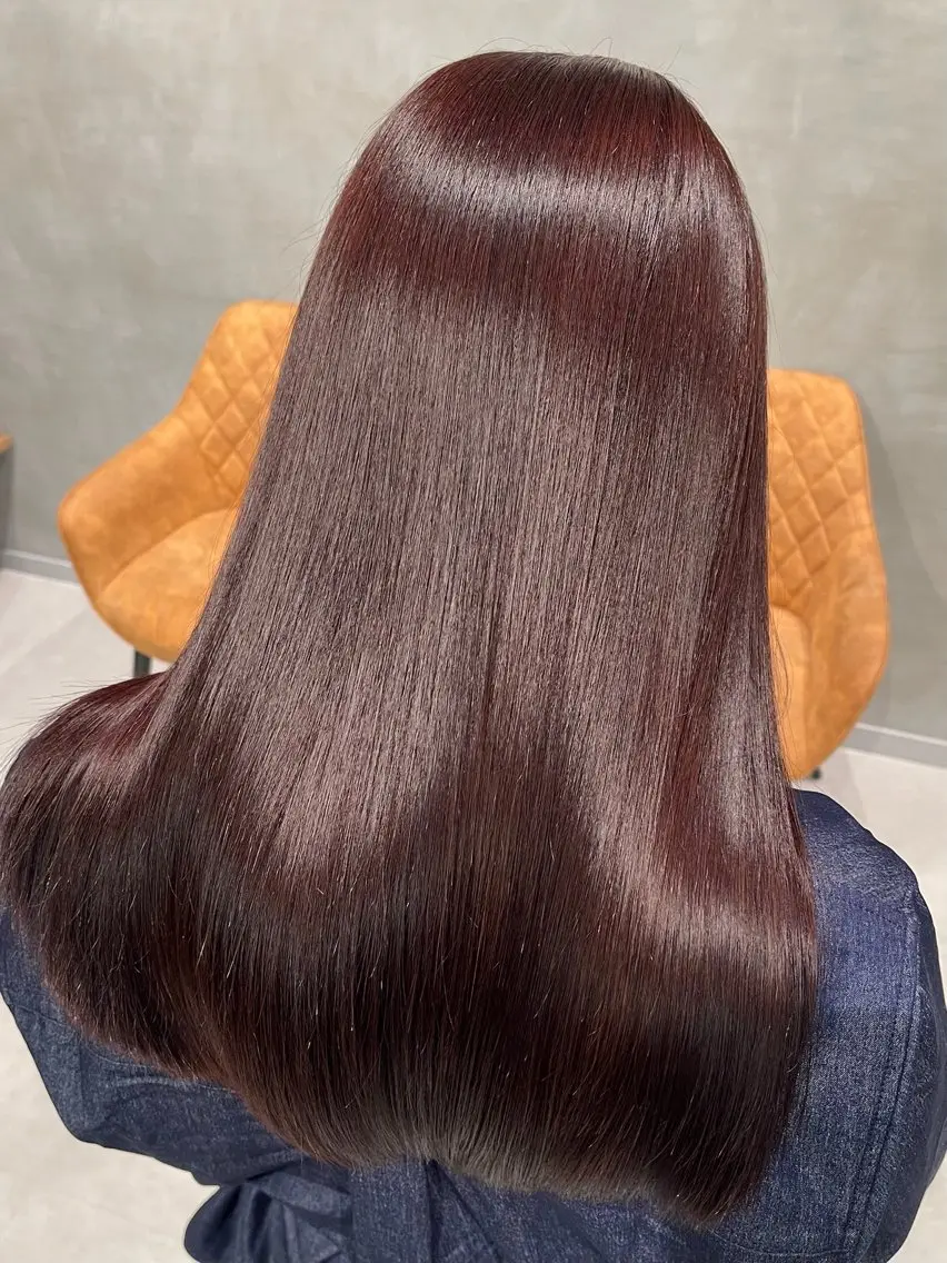 ロング カラー ボルドーカラー ヘアカラー うる艶カラー 顔周りカット♡ikuのヘアスタイル