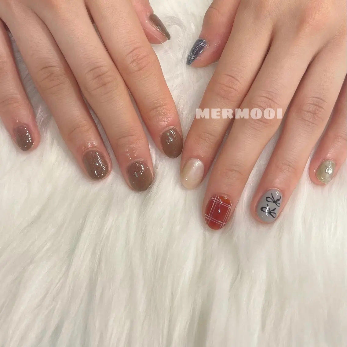 ネイル 韓国ネイル リボン mermooi nailのネイルデザイン