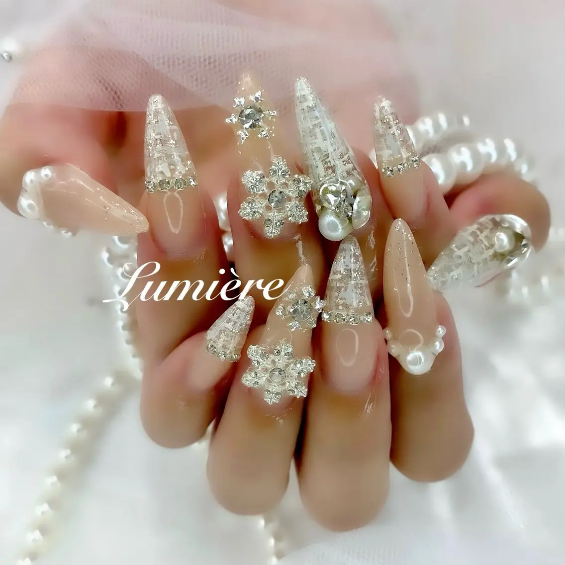 ネイル ロングネイル Lumière｜ ロング｜ワンホンのネイルデザイン
