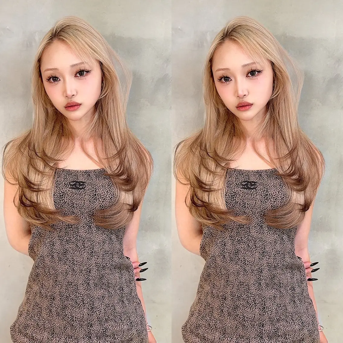 ロング カラー デザインカラー レイヤーカット ハイトーン/水素 honoka🌺のヘアスタイル
