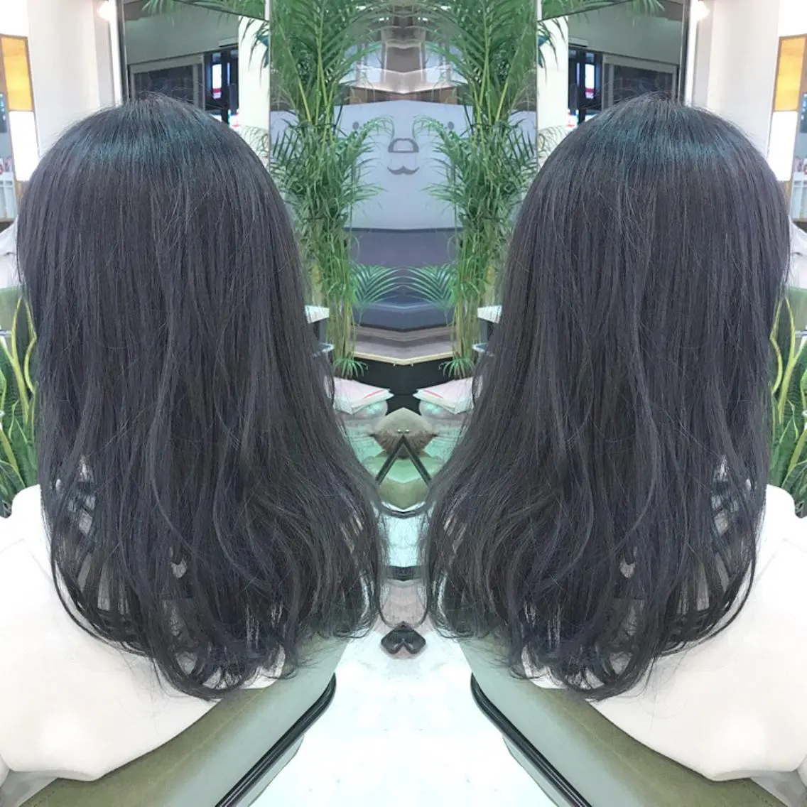 ミディアム セミロング カラー ブルーカラー ブルージュ イルミナカラー 青木 茂樹⭐️ 透明感カラーのヘアスタイル