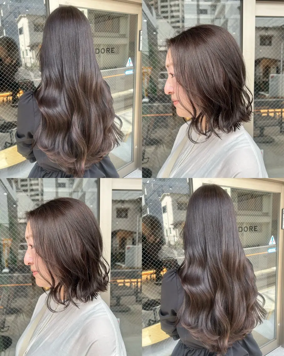 セミロング カラー カット ヘアカラー トリートメント ヘアセット 🌷横浜/レイヤー /艶カラー🌷のヘアスタイル
