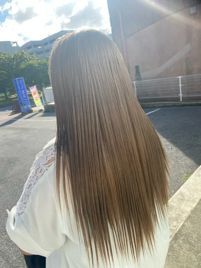ロング パーマ カット 縮毛矯正 トリートメント 饒平名 知也のヘアスタイル