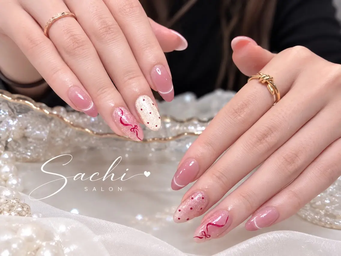 ネイル アートネイル キラキラネイル 韓国ネイル ラメ(グリッター) ピンク ハンドネイル Sachi Nail上野のネイルデザイン