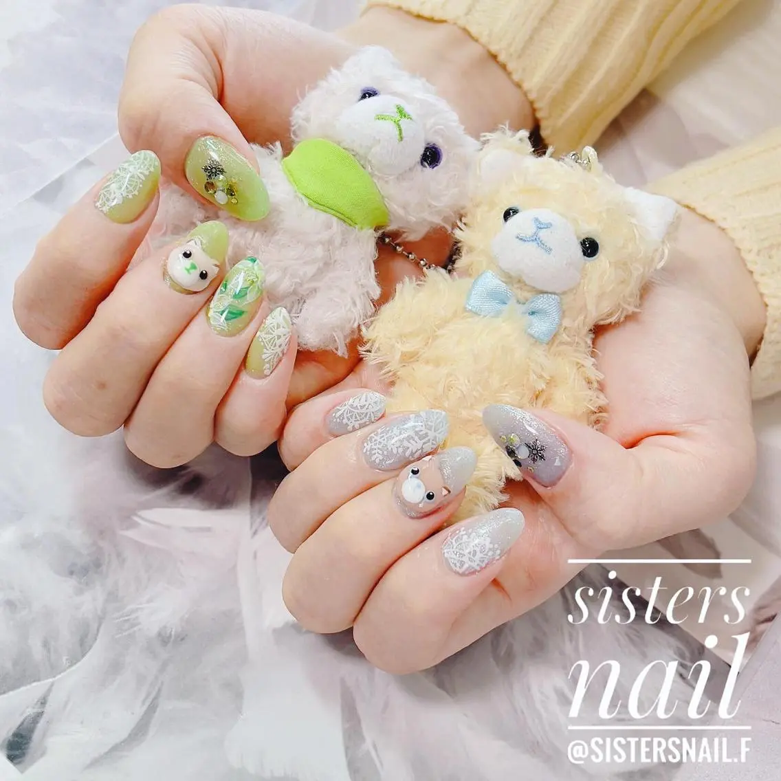 ネイル アートネイル キラキラネイル 冬ネイル sisters nail.fのネイルデザイン