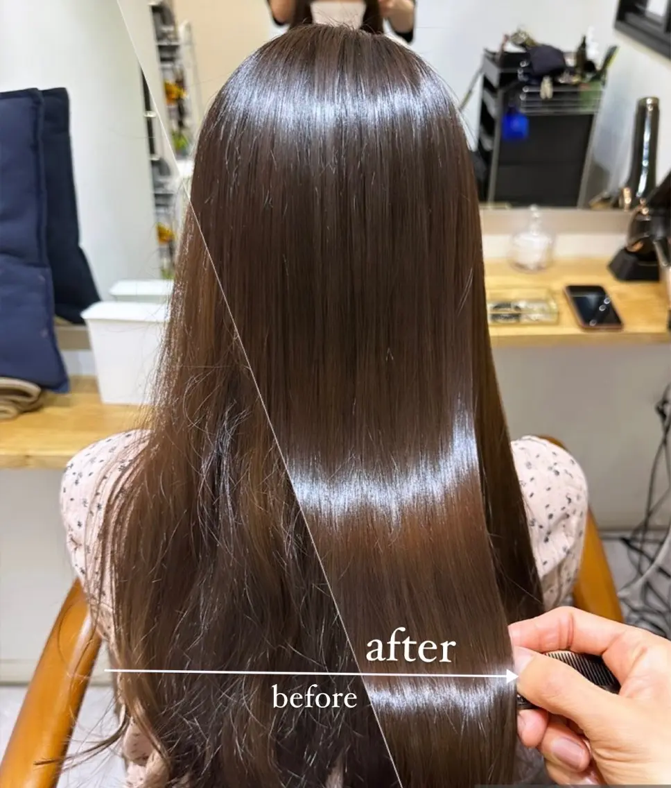 セミロング カット ヘアカラー トリートメント 【20代ダメージ毛に 髪質改善】のヘアスタイル