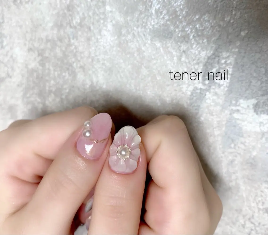 ネイル フラワーネイル ぷっくりネイル ハンドネイル テネルネイル tener nailのネイルデザイン