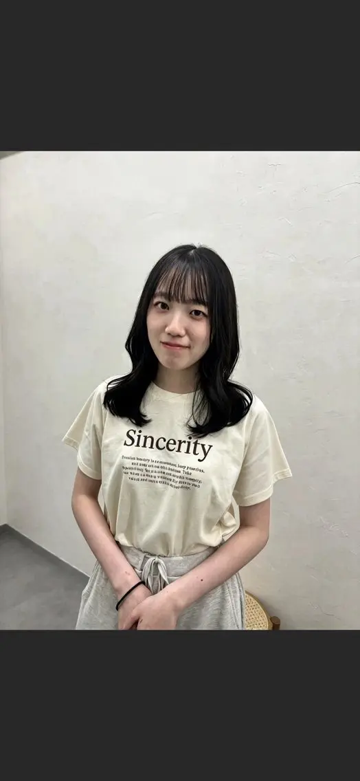 セミロング カラー 黒髪 くびれヘア 韓国風ヘア カット ヘアカラー トリートメント RINNO🌷透明感 カラー/髪質改善のヘアスタイル