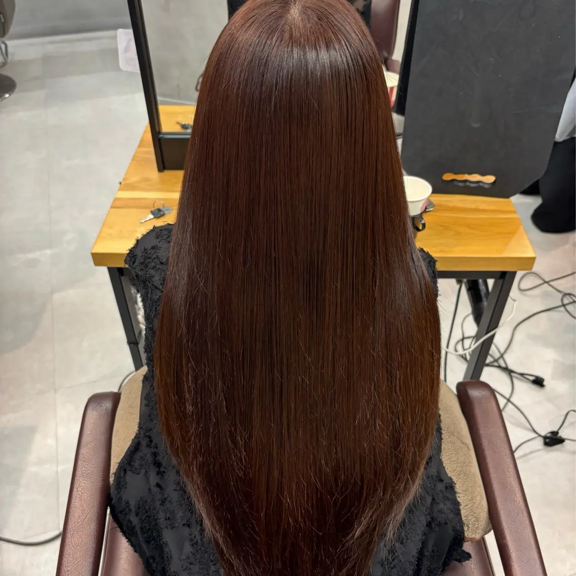 ロング カラー ブラウンカラー オレンジ オレンジブラウン 似合わせカット ヘアカラー 艶カラー✨️縮毛矯正 ×耳ツボ💠mamiのヘアスタイル