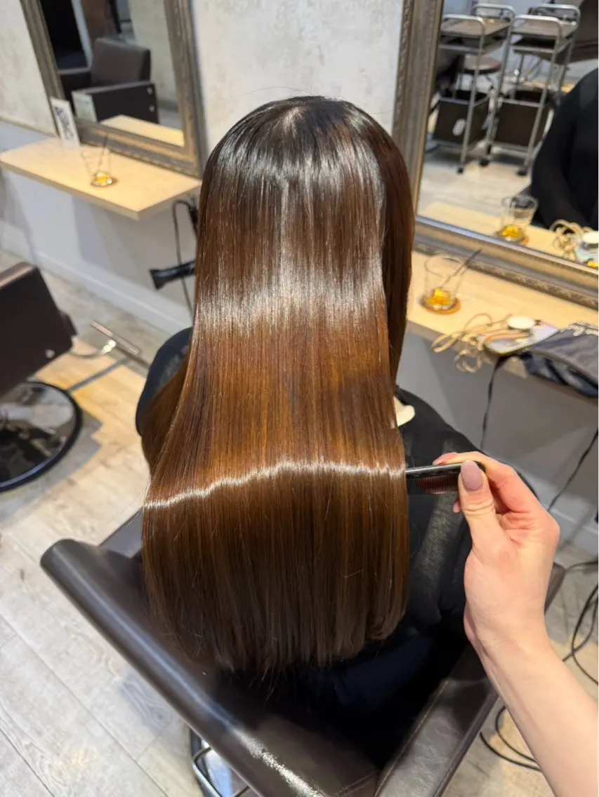 ロング 縮毛矯正 縮毛矯正 Lutia新宿 ここな💜ྀིのヘアスタイル