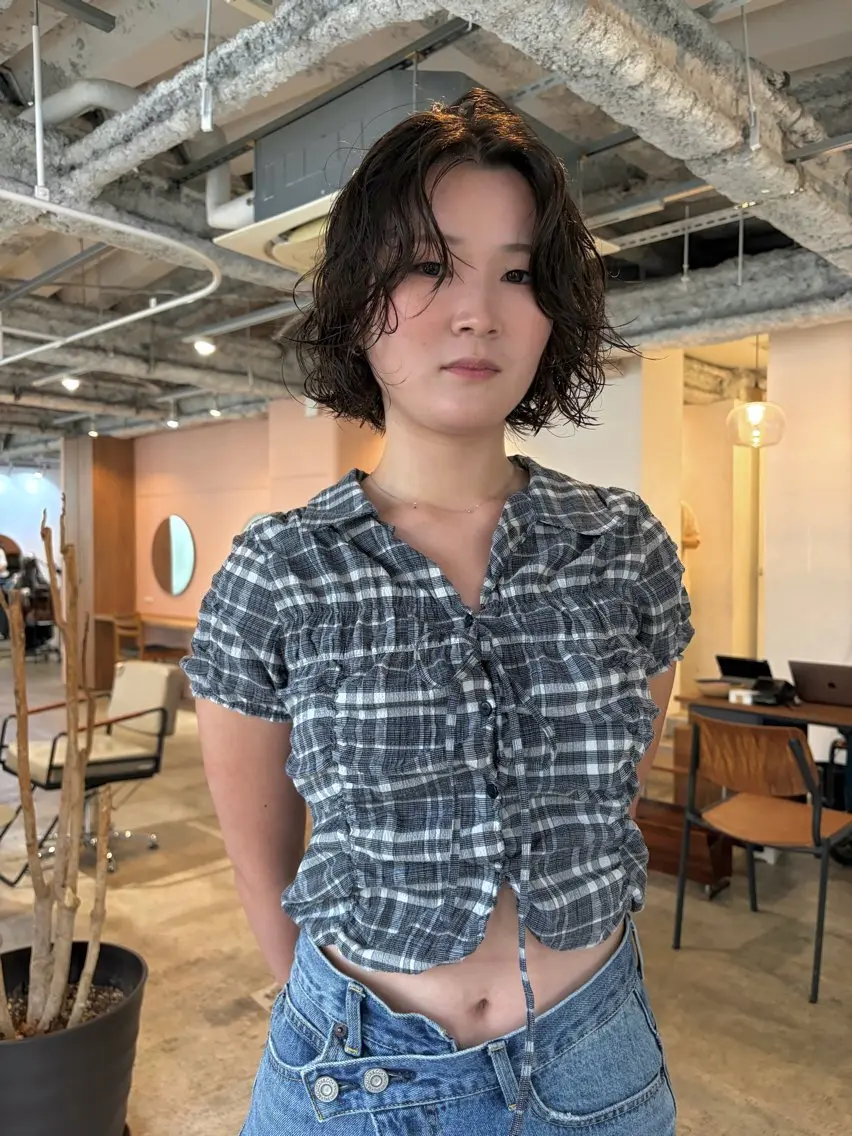 ミディアム パーマ ミディアムパーマ ボブ スパイラルパーマ カット パーマ yu maのヘアスタイル