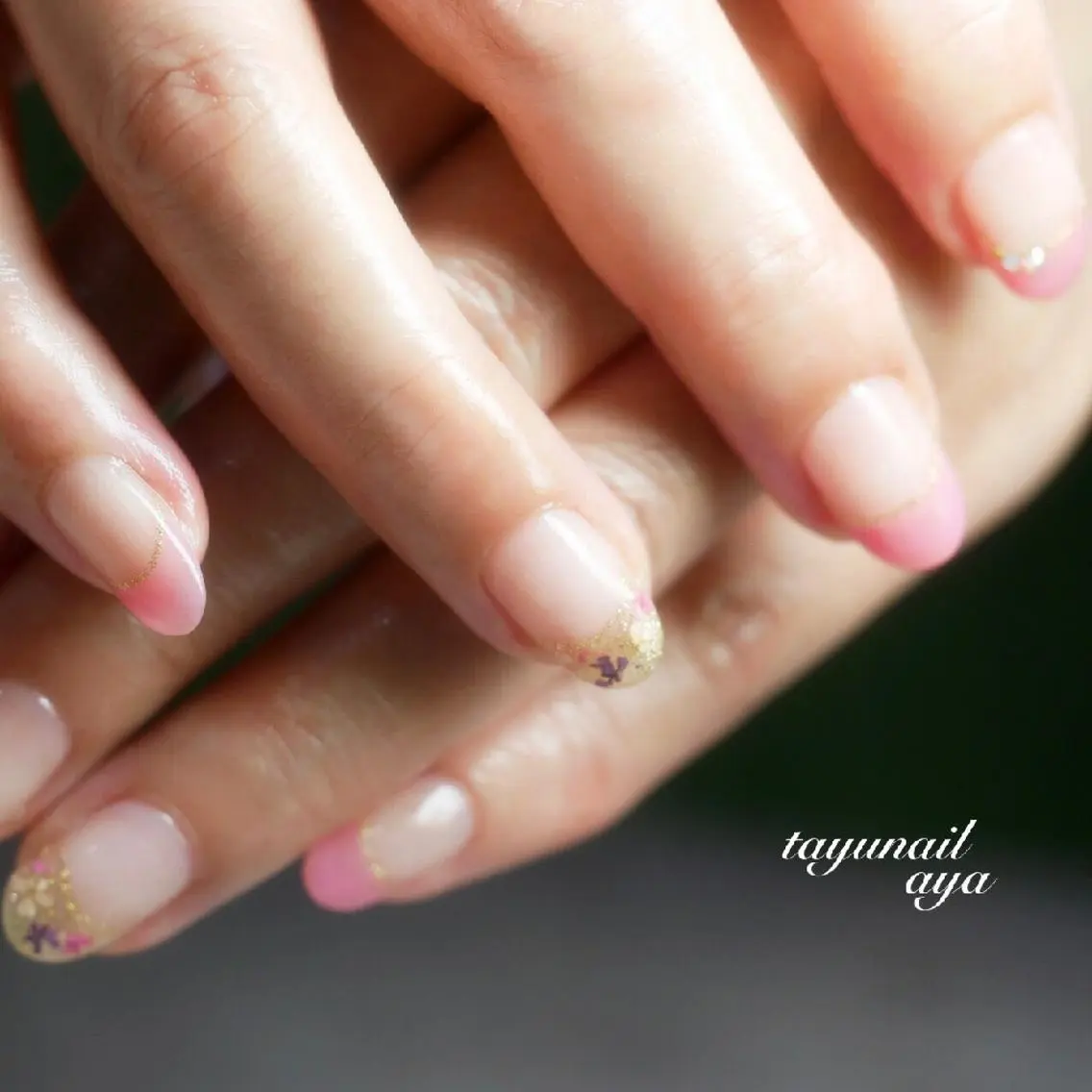 ネイル アートネイル ブルー フレンチネイル ジェルネイル パラジェル ネイルサロン 【たゆnail】のネイルデザイン