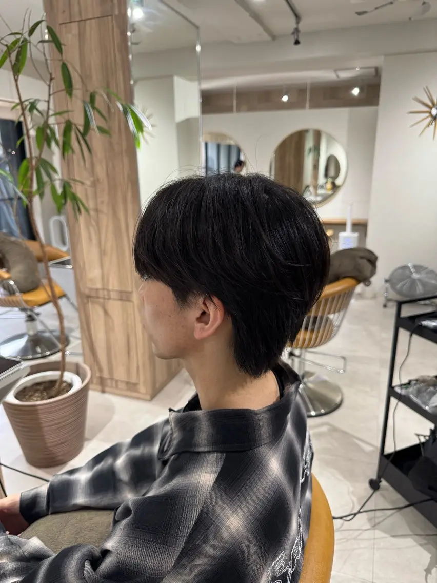 ミディアム パーマ メンズ カット パーマ 遠藤雄人/メンズ /センターパートのヘアスタイル