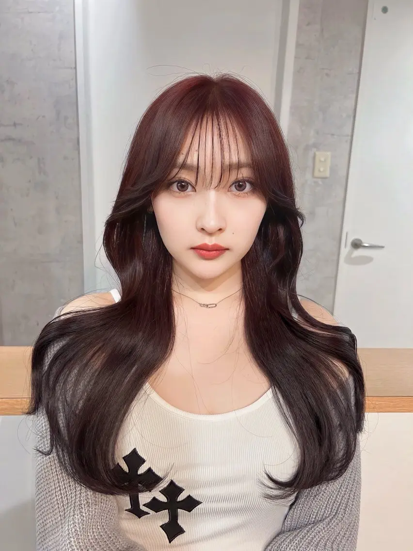 ロング カラー ヘアアレンジ カット ヘアカラー トリートメント ヘッドスパ ヘアセット 韓国レイヤー/ 顔周り💕田中将吾のヘアスタイル