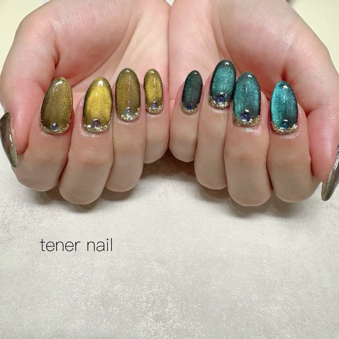 ネイル キラキラネイル マグネットネイル ストーンネイル ハンドネイル テネルネイル tener nailのネイルデザイン