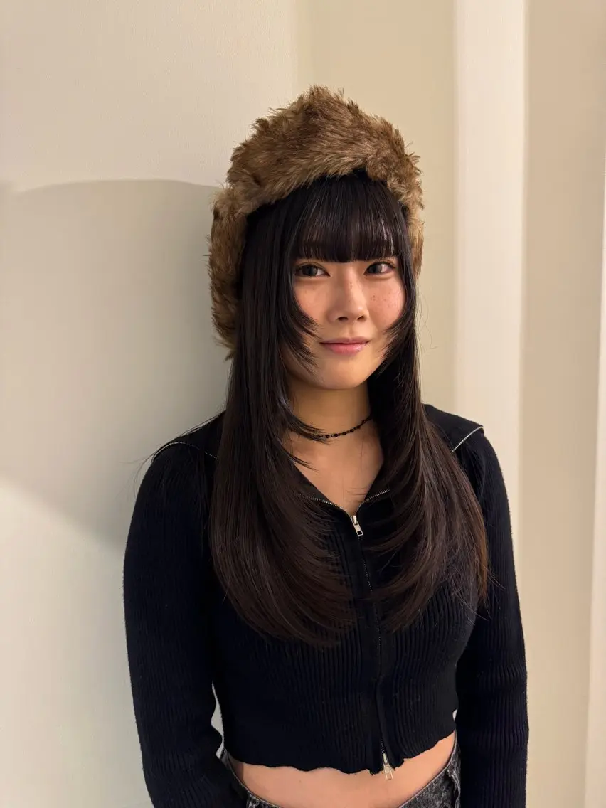 ロング 顔まわりレイヤー レイヤーカット 内沼 恵留菜のヘアスタイル