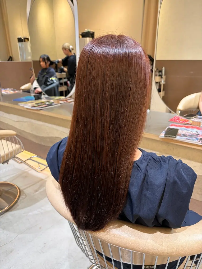 ロング ピンクブラウン カット ヘアカラー 赤羽根 周のヘアスタイル
