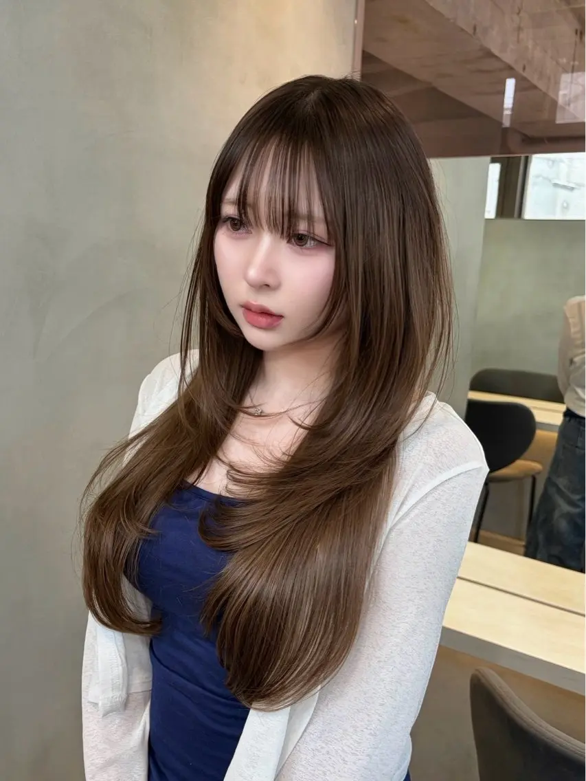ロング ヘアアレンジ 韓国風ヘア レイヤーカット カット ヘアカラー トリートメント ヘアセット 🌻夏の透明感カラー 🩵韓国レイヤー櫻井のヘアスタイル