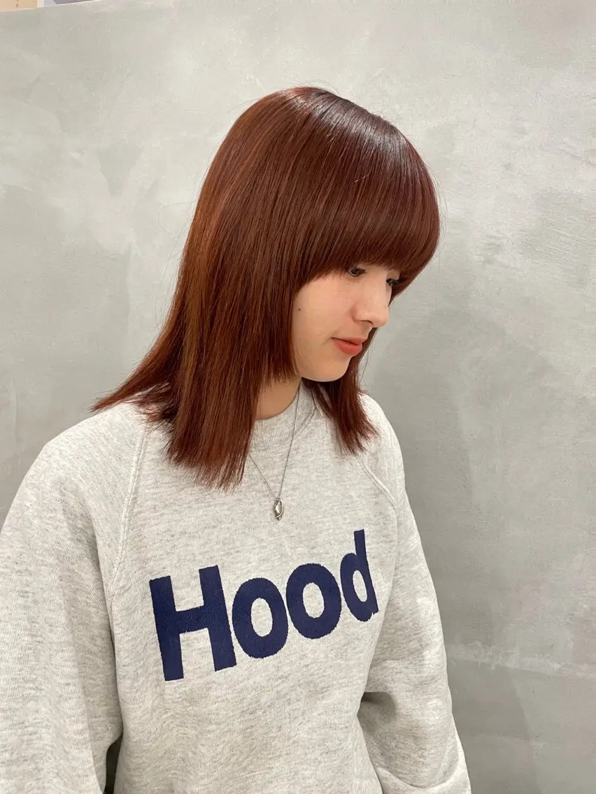 ミディアム カラー 藤原 怜央のヘアスタイル