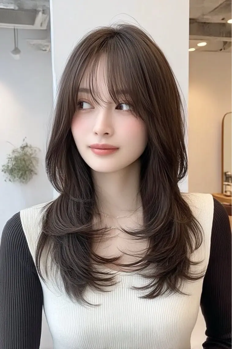 セミロング カラー ヘアカラー 韓国×艶ハイトーンが かわいい✨️リオ🍒のヘアスタイル