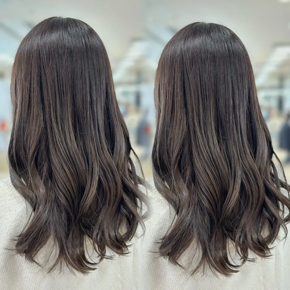 ロング ヘアカラー トリートメント ヘッドスパ ヘアセット ベージュ/つや髪/ レイヤー／ゆいなのヘアスタイル