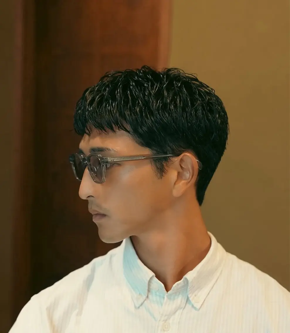 メンズカット+ベリーショートピンパーマの写真