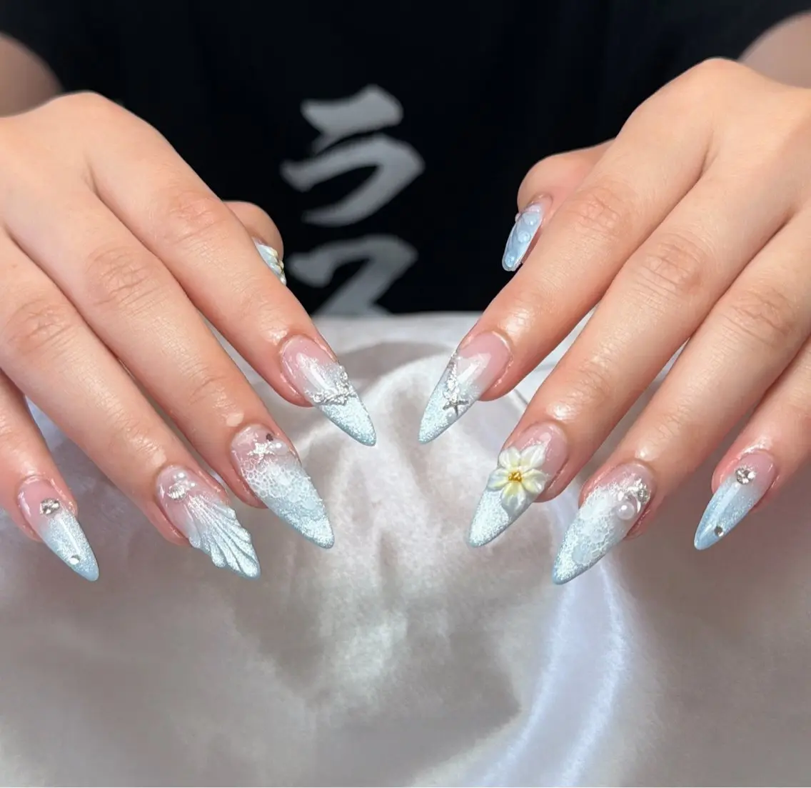 ネイル 桜ネイル 長さ出し フレンチネイル 韓国ネイル マグネットネイル ハンドネイル Kiwami nailsalonのネイルデザイン
