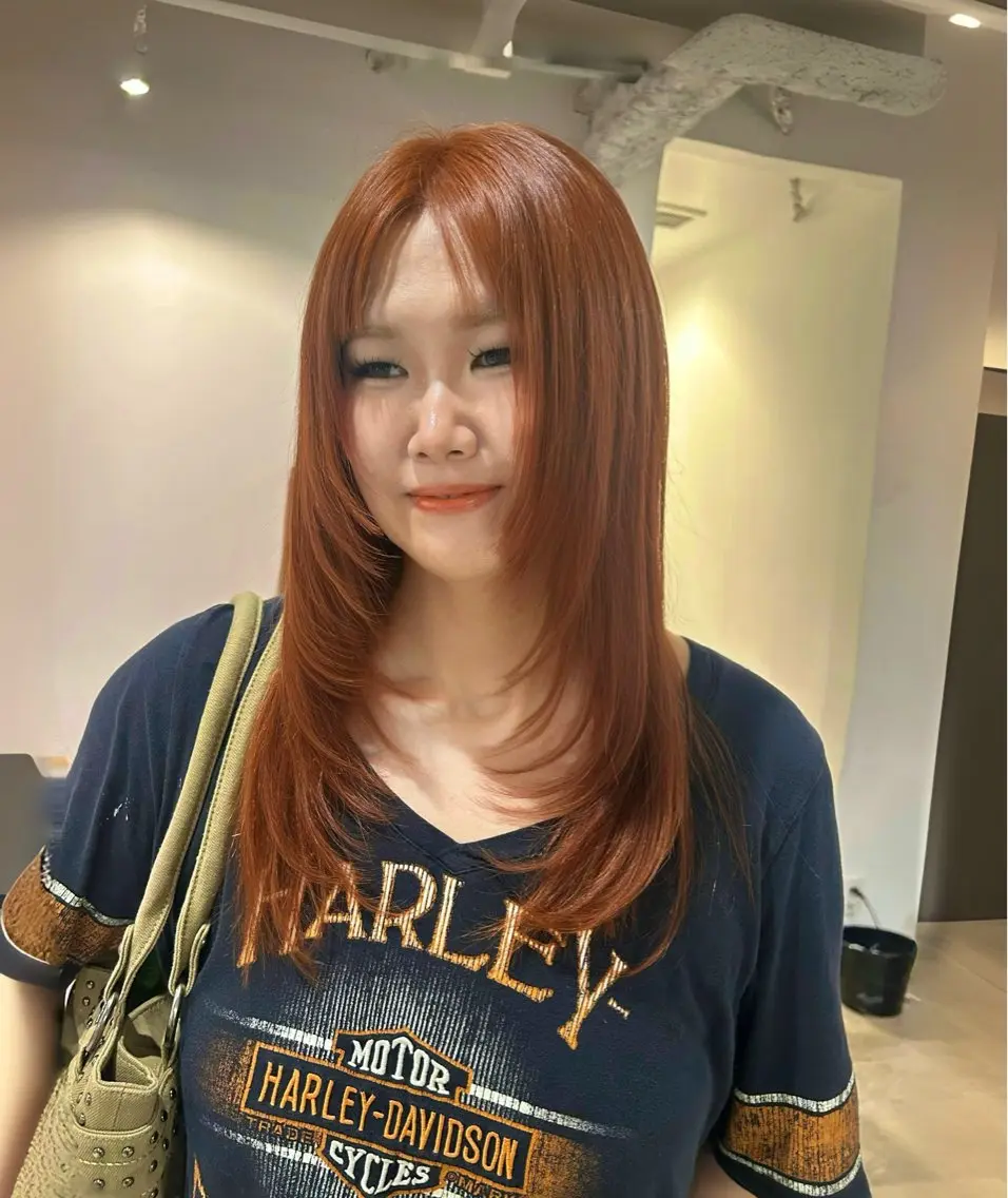 ロング カラー ヘアアレンジ オレンジ 🎀suzuna 透明感colorのヘアスタイル