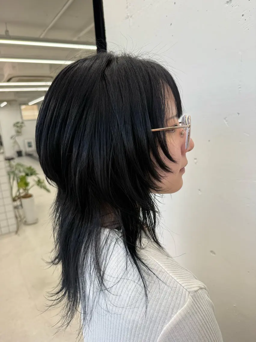 セミロング ハイレイヤー レイヤーカット ウルフカット ウルフレイヤー メンズ特化美容師/栄 /本間さつきのヘアスタイル