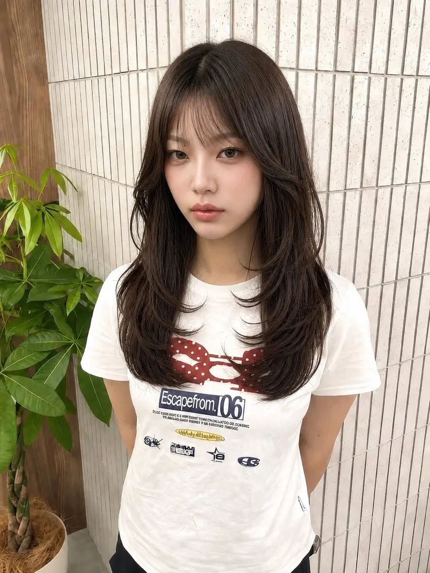 ロング 顔まわりレイヤー 韓国風ヘア レイヤーカット 小顔カット カット 縮毛矯正/レイヤー/ 京都/Ryoのヘアスタイル