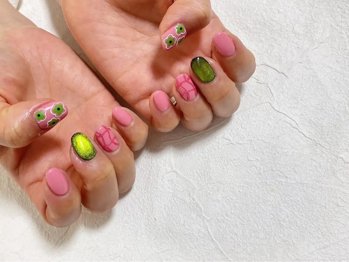 ネイル ジェルネイル メンズネイル パラジェル 春ネイル ワンホンネイル ハンドネイル kiki nail たまプラーザのネイルデザイン