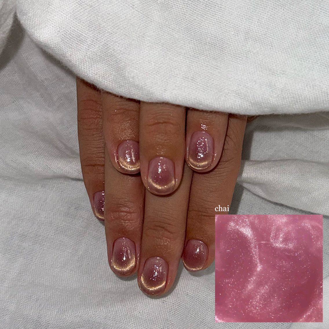 ネイル チークネイル フレンチネイル マグネットネイル マグネットフレンチ ショートネイル ハンドネイル chai nail + eye📍鶴橋のネイルデザイン