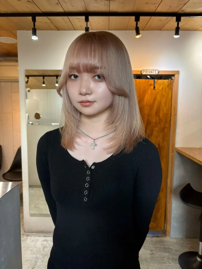 ミディアム カラー ヘアアレンジ カット ヘアカラー トリートメント 🧸艶々韓国ヘア 🧁mizunaのヘアスタイル