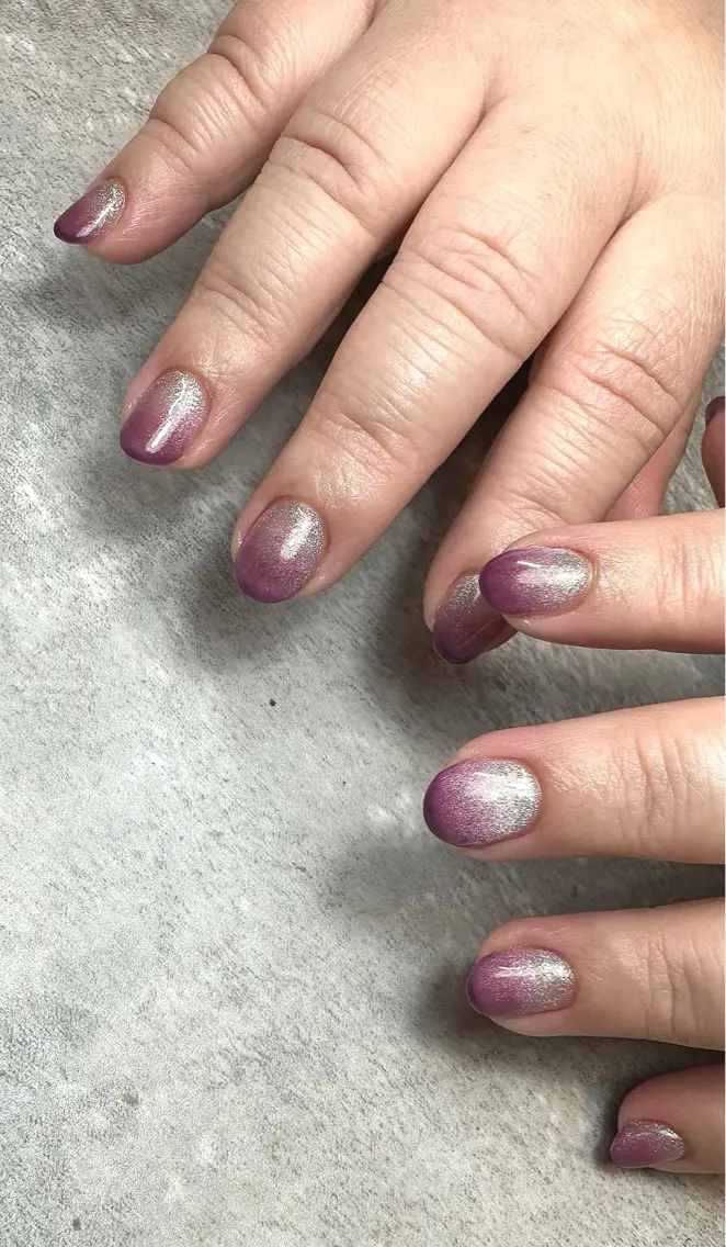 ネイル グラデーション マグネットネイル パープル ハンドネイル nail campのネイルデザイン