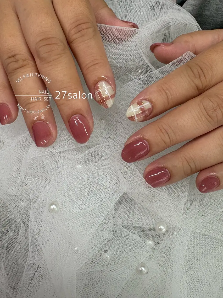 ネイル ピンク ハンドネイル 27salon yuinaのネイルデザイン